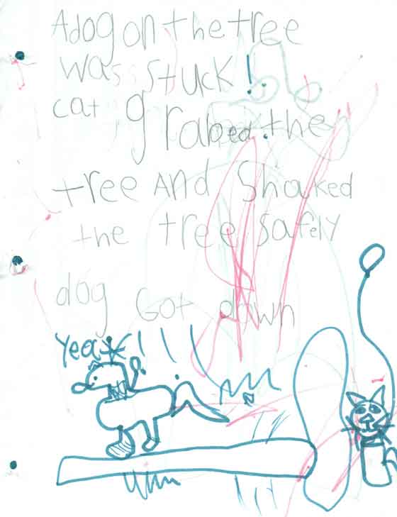 dog stuck on tree by raine - A Dog on the Tree Was Stuck - Short Story by a 5 Year old