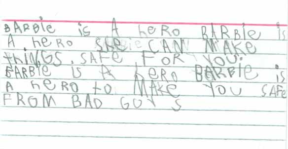 writing by a 5 year old