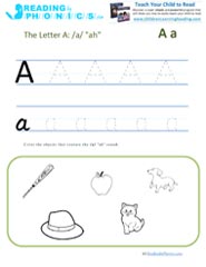 Letter A preschool phonics worksheet