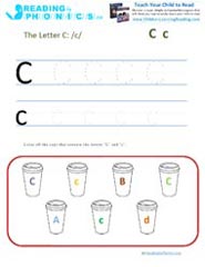 Letter C preschool phonics worksheet