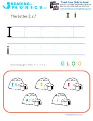 Letter I preschool phonics worksheet