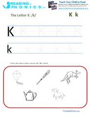 Letter K preschool phonics worksheet