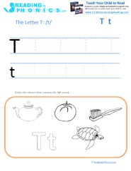 Letter T preschool phonics worksheet